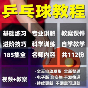 乒乓球教程少儿成人直拍横拍训练方法技巧自学教学教案视频课程-多平台虚拟货源网