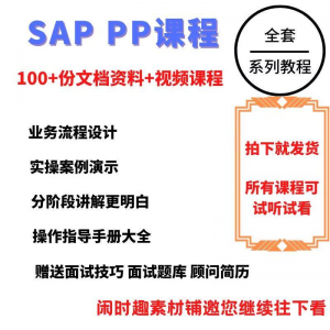 SAP教程视频教程PP生产计划模块视频教程-多平台虚拟货源网