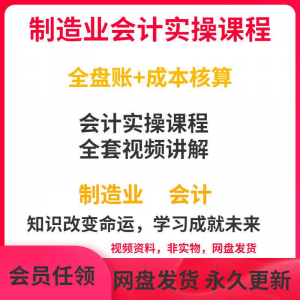 工厂制造业企业会计实操课程视频全盘账成本核算纳税申报成本教程-多平台虚拟货源网